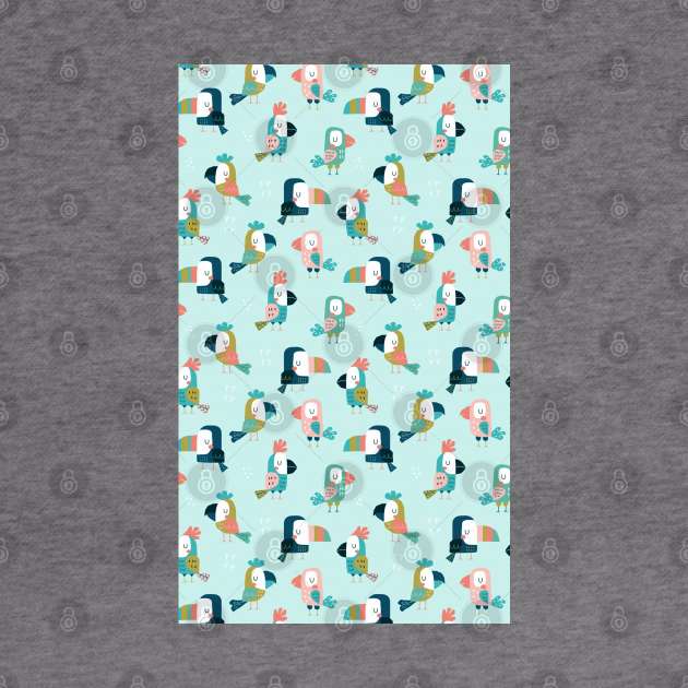 Cute Colorful Beautiful Bird Pattern Artwork by Artistic muss